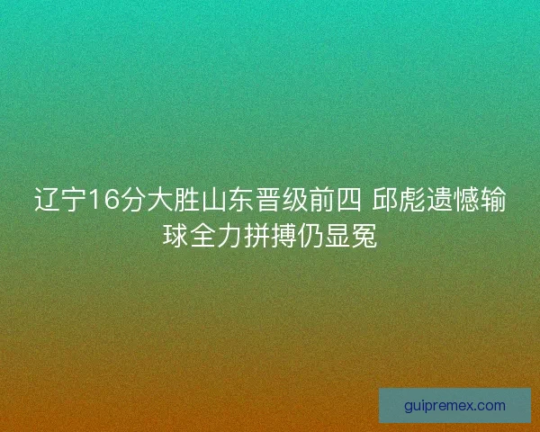 辽宁16分大胜山东晋级前四 邱彪遗憾输球全力拼搏仍显冤