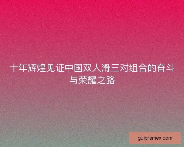 十年辉煌见证中国双人滑三对组合的奋斗与荣耀之路