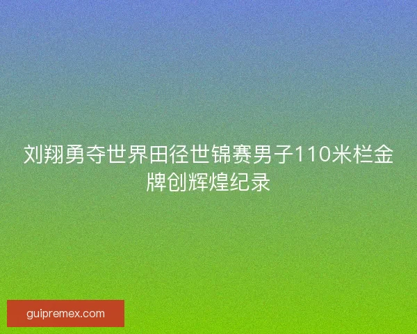 刘翔勇夺世界田径世锦赛男子110米栏金牌创辉煌纪录 刘翔勇夺世界田径世锦赛男子110米栏金牌创辉煌纪录