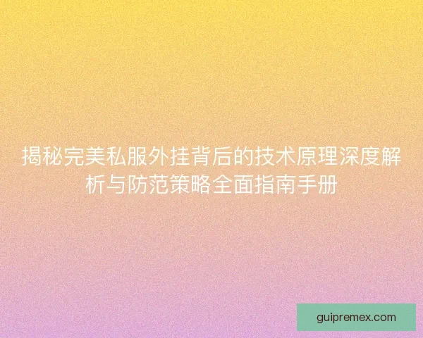 揭秘完美私服外挂背后的技术原理深度解析与防范策略全面指南手册