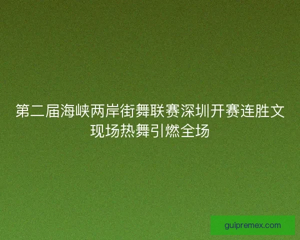 第二届海峡两岸街舞联赛深圳开赛连胜文现场热舞引燃全场
